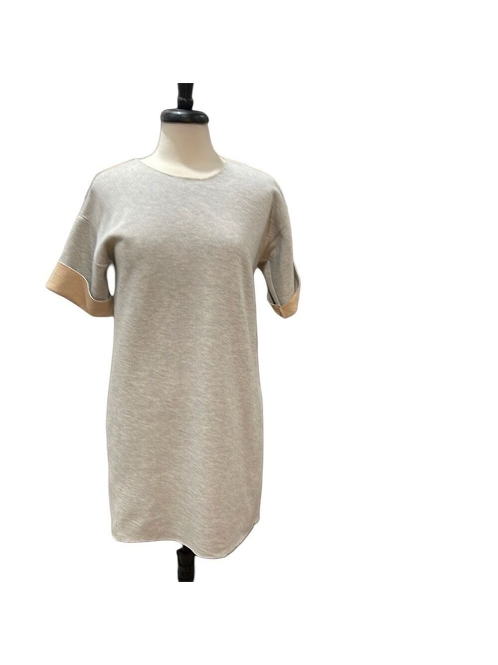 Kohima Shift Style Sweatshirt Mini Dress Grey Peach SZ S